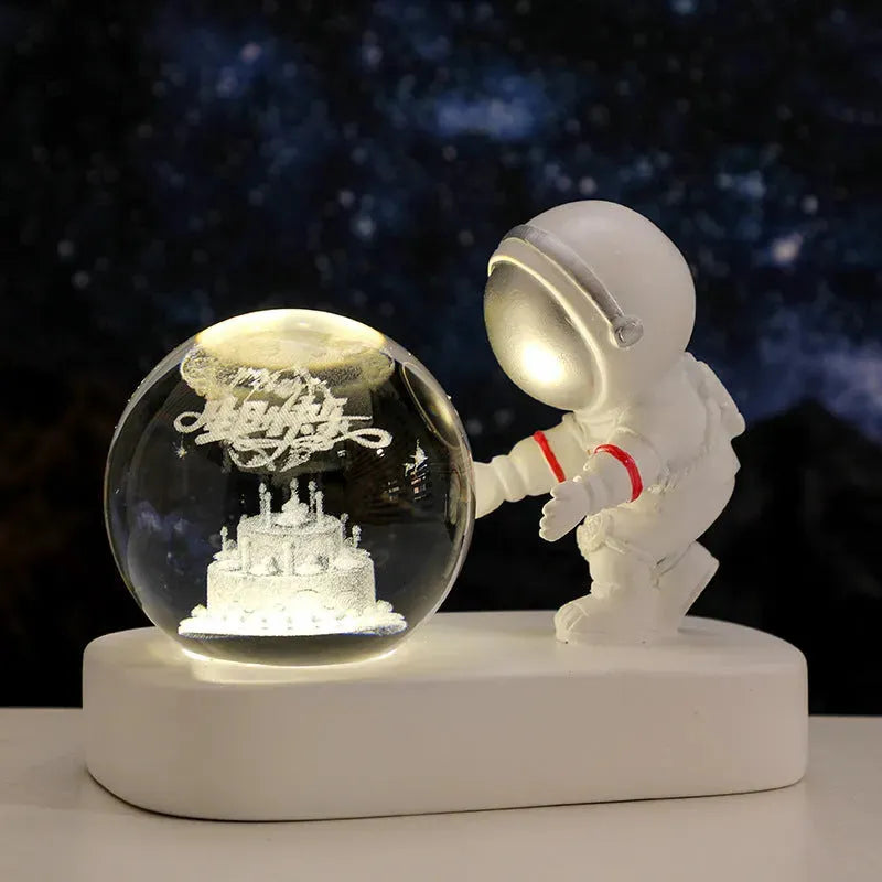 Glowing Planetary Galaxy Astronaut Crystal Ball Night Lights USB Power Warm Bedside Light Brithday Gift Night Lamp - Bellarte Enchanté Glowing Planetary Galaxy Astronaut Crystal Ball Night Lights USB Power Warm Bedside Light Brithday Gift Night Lamp